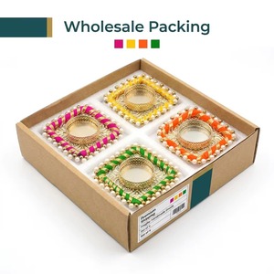 Handmade Brass Eco-Friendly Square Festive Tealight <b>Candle</b> Holder Set | Wholesale Customized Color Wedding Traditional Rangoli - Product Image 3