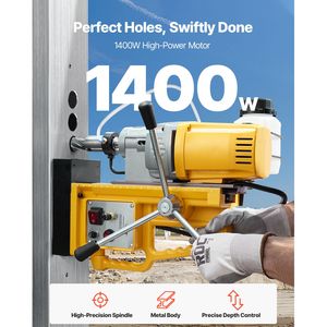 Trapano Magnetico Elettrico Portatile 1400W, 2 Diametri di Foratura, Velocità Variabile 0-750 RPM, Motore di Foratura 2922 Lbf - Product Image 2