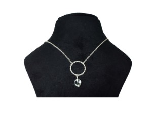 925 Sterling Silver Twisted Circle Crystal Teardrop Necklace - Product Image 3