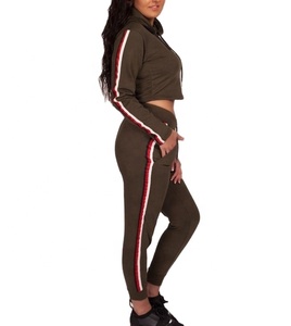 Sweat-shirt rayé et de haute qualité pour femmes, ensemble féminin avec pantalon de jogging assorti, 2 pièces - Product Image 5