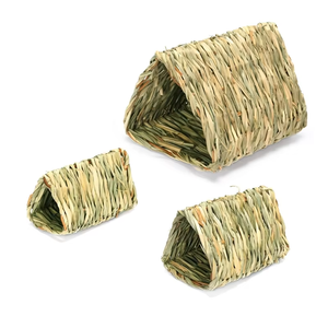 Tunnel pliable en herbe tressée pour lapins, jouet à mâcher en paille pour hamsters, cochons d'Inde et petits animaux, cachette écologique - Product Image 4
