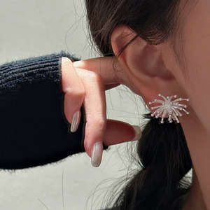 Boucles d'oreilles en argent sterling S925, design coréen rétro, style feux d'artifice, bijoux d'oreille simples de style coréen - Product Image 4