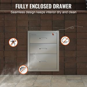 Cassetti BBQ a Triplo Accesso per Cucina Esterna 35,5 cm L x 51,6 cm A x 58 cm P con Maniglia a Incasso in Acciaio Inossidabile per Isola BBQ - Product Image 6