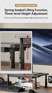 Support d'écran ergonomique réglable avec étagère de rangement en acier pour ordinateurs portables/imprimantes – Réduit la fatigue du cou et du dos - Product Image 4