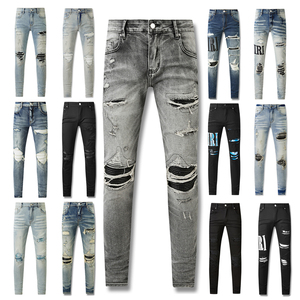 Jeans en denim coupe skinny de haute qualité OEM pour hommes, pantalons déchirés slim, vente en gros OEM, pantalons en denim coupe ample 100 % coton pour hommes - Product Image 1
