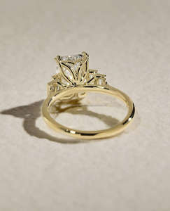 IGI/ Lab Grown Emerald Cut Diamond Vintage 14k Jaune Mariage/Bague de Fiançailles Unisexe Or Blanc Prong Setting Party - Product Image 3