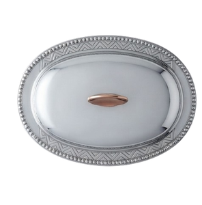 Mantequillera Ovalada de Acero Inoxidable con Tapa, Hecha a Mano con Incrustaciones Doradas Pulimentadas, Moderna y Lujosa para Cocina y Fiestas - Product Image 2