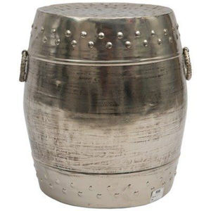 เก้าอี้ทรงกลองโลหะชุบสังกะสีจากโรงงานโดยตรง พร้อมท็อปไม้สไตล์วินเทจ ใช้เป็นโต๊ะข้างหรือเก้าอี้ได้ เหมาะสำหรับเฟอร์นิเจอร์ในร่มและกลางแจ้ง - Product Image 4