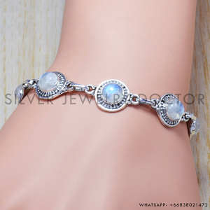 Rainbow Moonstone Handmade <b>Bracelet</b> 925 Sterling <b>Silver</b> Elegant Jewelry Design For Women Bulk Wholesale <b>Silver</b> <b>Bracelet</b> - Product Image 2