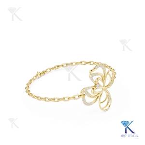 Elegant Lab Grown Diamond Floral Link <b>Bracelet</b> 14K <b>Solid</b> Gold Luxury Fine Unisex Minimalist Jewelry Party Gift - Product Image 4