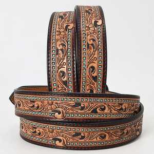 Ceinture en cuir brodée de fleurs occidentales avec boucle ardillon argentée, style décontracté durable, usage quotidien intensif - Product Image 2