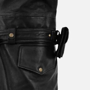 Manteau long en cuir véritable pour homme, style vintage, imprimé tissé, grande taille, décontracté, imperméable, écologique, standard - Product Image 6