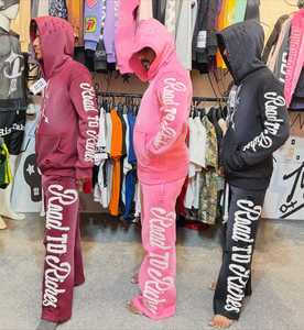 Survêtement Premium Streetwear Hiver Épais Uni Décontracté Délavé à l'Acide Écologique avec Logo Personnalisé Haute Qualité Vente en Gros - Product Image 1