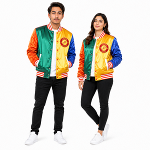 Patchs brodés personnalisés, broderie vintage 3D, vestes varsity en satin, veste bomber de haute qualité, veste avec logo personnalisé - Product Image 4