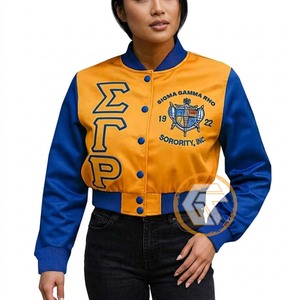 Customized Sigma Gamma Rho Satin Embroidered Quilted Windproof <b>Waterproof</b> Varsity <b>Jacket</b> Sorority High Quality Autumn Stand - Product Image 3