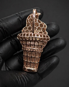 Pendentif personnalisé en forme de cornet de crème glacée, design mignon, en argent sterling plaqué or 18 carats, entièrement serti de moissanite, style hip-hop de luxe - Product Image 3