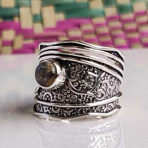 Bague en labradorite bleu feu naturel, argent sterling 925, bijou en pierre précieuse labradorite, bague de mariage, cadeau pour filles et femmes - Product Image 4