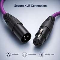 Câble d'extension de microphone XLR mâle-femelle violet de 1m, 3m, 5m, longueur personnalisée, pour table de mixage et enceinte de scène