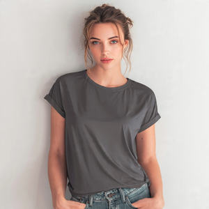 Camiseta Deportiva de Secado Rápido para Mujer, 100% Poliéster, Corte Regular, Cuello Redondo, Manga Corta, Estilo Urbano, para Entrenamiento, Primavera/Verano - Product Image 3