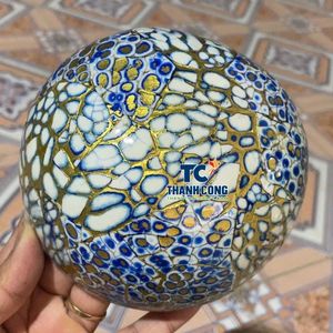 Bol en Coque de Noix de Coco le Plus Vendu, Design Artistique Bleu Doré Craquelé, Incrustation Coquille d'Œuf, Mosaïque Extérieure, Vaisselle Souvenir, Commande en Gros - Product Image 1