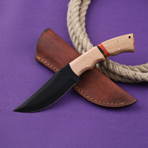 Cuchillo de caza y camping forjado a mano con hoja fija de acero raspado, punta caída, mango de hueso de grado industrial, personalizado OEM - Product Image 1