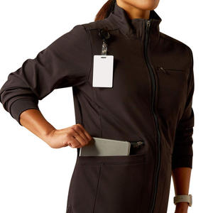 Veste médicale extensible personnalisée 2026 avec fermeture éclair et poches pour femmes, idéale pour le personnel infirmier - Vente en gros - Product Image 3