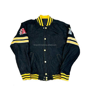 Bomber d'hiver avec logo brodé personnalisé Blouson de baseball Varisty Veste universitaire Letterman à manches en cuir pour hommes - Product Image 1