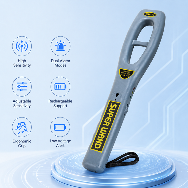Portable Handheld Metal Detector Security Scanner with Adjustable Sensitivity LED Alarm Rechargeable Battery Security Inspection