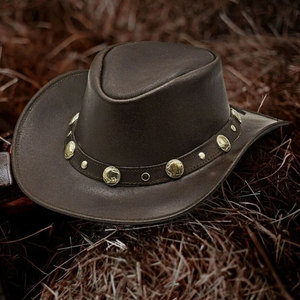 Sombreros de Vaquero de Cuero Impermeables para Viajes al Aire Libre, Ecológicos, Ligeros, de Alta Calidad, Color Marrón Vintage, Ajustables y a la Moda, Venta al Por Mayor - Product Image 5