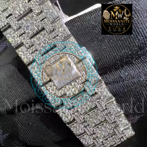 Reloj de Acero Inoxidable con Diamantes de Moissanita y Piedras Brillantes Estilo Hip Hop para Hombres, Artistas Musicales y Creadores de Tendencias - Product Image 3