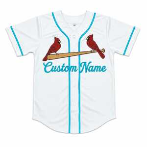 Ropa deportiva atlética, camiseta deportiva de béisbol personalizada, transpirable, de poliéster, blanca con ribete azul cielo, cuello en V, manga corta. - Product Image 1