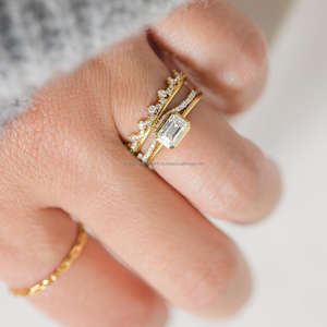 Bague de fiançailles/mariage vintage en or jaune 14 carats avec diamant de culture IGI/GIA, or blanc fin unisexe, cadeau d'anniversaire, cadeau digne d'une fête - Product Image 4