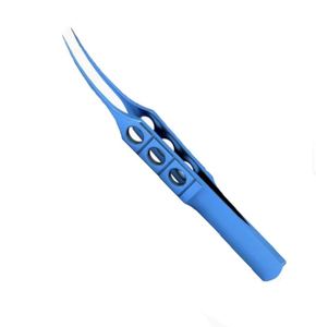 Pince manuelle de haute qualité pour la ligature des cordes oculaires, 0,12 mm, en titane angulaire, acier inoxydable recouvert d'un revêtement bleu, micro-ophtalmique, CE - Product Image 2