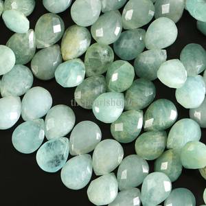 Perles d'aquamarine naturelle, forme poire, facettées, 8x11-9x12 mm, perles de pierres précieuses aquamarine briolette, en vrac, pour la création de bijoux. - Product Image 6