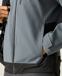 Men's Waterproof <b>Fleece</b> Breathable Hooded Varsity Jacket Color Blocking Utility Sporty Style <b>Zipper</b> Closure Autumn Outerwear - Product Image 4