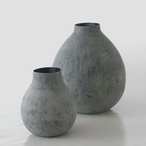 Ensemble de vases en métal gris rustique faits à la main |   Pot de fleurs décoratif en grès pour centre de table de mariage, décoration de salon ou de bureau - Product Image 1