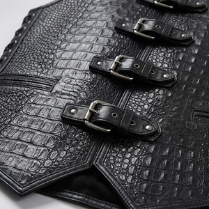 Gilet de motard en cuir véritable gaufré crocodile personnalisé pour homme, fermeture à boucle, gilet de moto, OEM ODM - Product Image 1