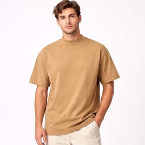 เสื้อยืดคอกลมผ้าฝ้ายพรีเมียมเรียบง่าย สีเบจ สไตล์ลำลองสำหรับผู้ชาย เสื้อยืดคอกลมมินิมอล สตรีทแวร์ เสื้อยืดคอกลมเรียบๆ - Product Image 5