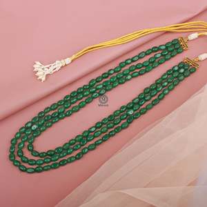 Shivaay Emerald Green Designer Groom Kantha Fine Beaded Necklace - Product Image 1