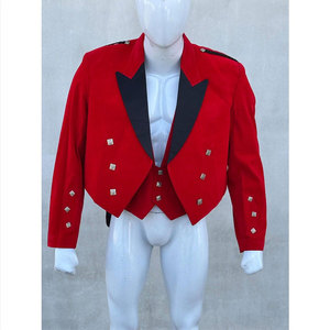 Veste et gilet Prince Charlie en velours rouge faits à la main - Kilt écossais, mariage dans les Highlands, veste de smoking - Product Image 1