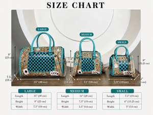Bolso de Mano de Cuero Grabado a Mano con Diseño Floral y Patrón a Cuadros, Bolso de Lujo para Mujer, Novedad 2026 - Product Image 2