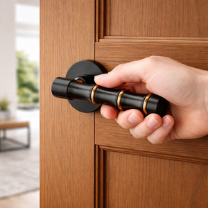 Modern Designer Bamboo Pattern Brass Door <b>Handle</b> | Premium PVD Gold Rose Gold Black Finish Lever <b>Handle</b> Set for Apartment Use - Product Image 4