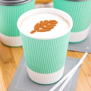 Gobelets à café jetables à paroi ondulée de qualité export, taille personnalisée, compatibles micro-ondes, qualité alimentaire, isolés, pour usage à emporter - Product Image 1