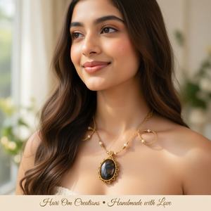 Handmade Labradorite Macrame Pendant Necklace Oval Natural Flash Labradorite Boho Gemstone Jewelry Adjustable Cord Women Gift - Product Image 2