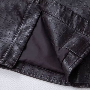 Chaqueta de Cuero PU Personalizable para Hombre, de Alta Calidad, Ecológica, Estilo Casual, Cuello Alto, Diseño Vintage, Tallas Grandes, Invierno - Product Image 5