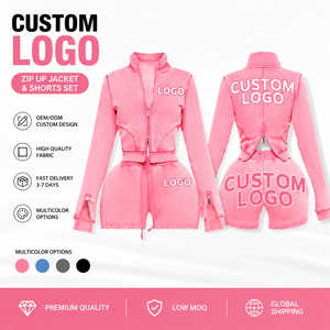 Ensemble sweat-shirt et short en molleton de coton et polyester personnalisable pour femmes, respirant, grande taille, tenue en deux pièces - Product Image 2