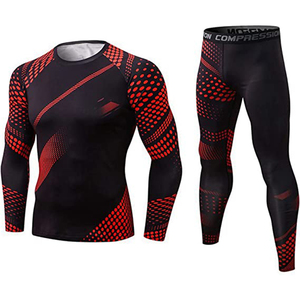 Survêtement de compression camouflage pour homme, manches longues, col rond, séchage rapide, coupe sportive, léger, en spandex et polyester, idéal pour l'été - Product Image 3