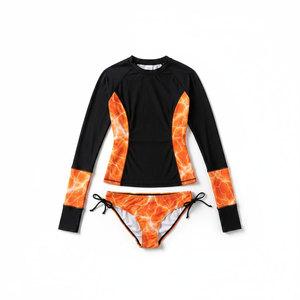 Ensemble de maillots de bain 2 pièces pour femmes, haut à manches longues et bas assorti, vêtements de plage d'été - Product Image 4