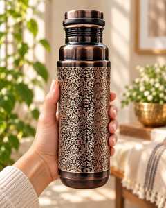 Juego de Botellas de Agua de Cobre Hechas a Mano, Modernas y de Lujo, Aptas para Lavavajillas y Microondas, Aisladas al Vacío, Inteligentes, a Prueba de Fugas, Personalizables, para Regalo - Product Image 2
