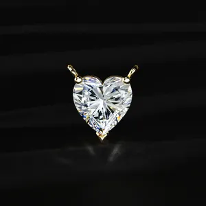 Luxury Design Women's Heart Shaped Solitaire Diamond Lab Grown 14kt Gold <b>Necklace</b> Fine Jewelry <b>D</b>-E Color VVS-VS Clarity IGI - Product Image 3